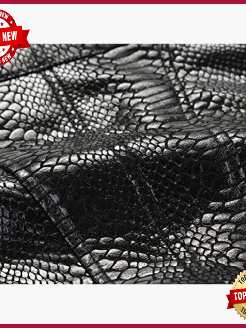 Slim Fit Faux Leather Moto Jacket with Snake Print Studded Details - Picture 6 of 6